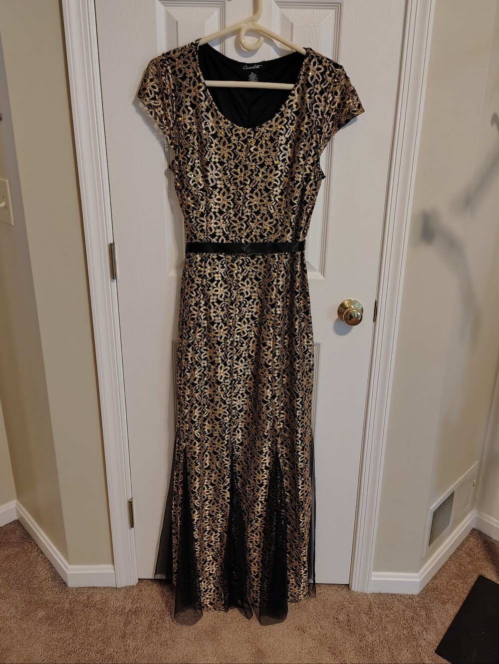 Long Black And Gold Dress. Sz XL
